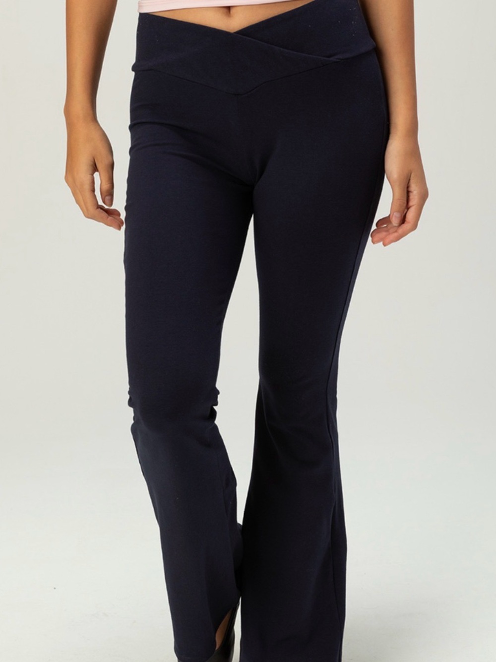 Tilly's Navy Cross-Front Flare Pants